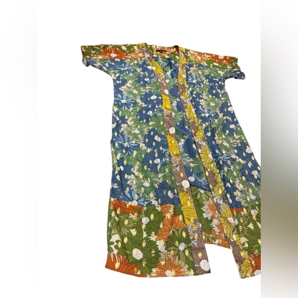 Anthropologie Current Air Floral Shine Duster Kimono in Olive in One Size - Picture 6 of 8